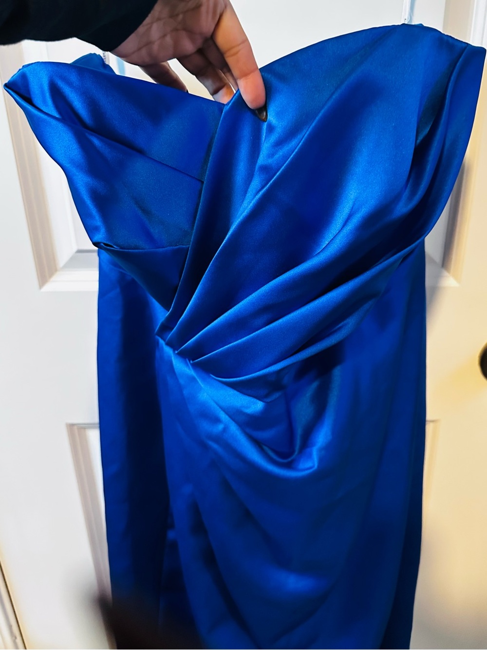 David’s Bridal Midi Royal Satin Dress NWT